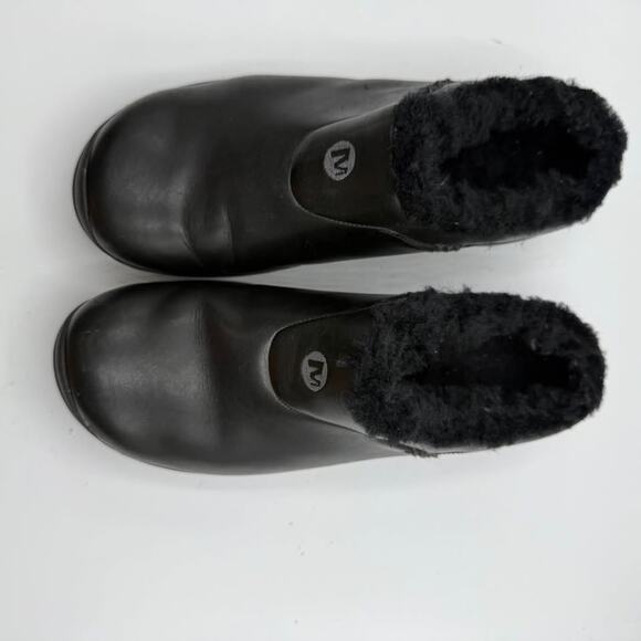 Merrell Fur Lined Black Slip-on Clogs Moc Womens 8 Encore Ice Smooth - Picture 6 of 11